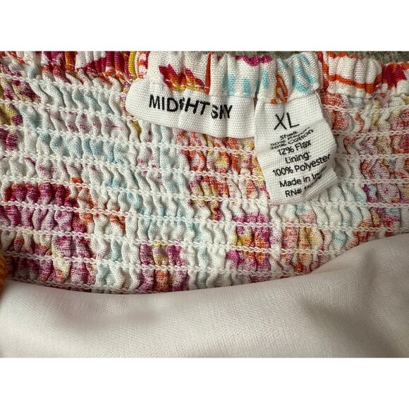 Midnight Sky Large Floral Print Crop Top Smocked Boned Adjustable Straps Size XL - Picture 4 of 4